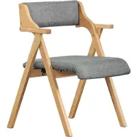 SoBuy FST98-HG Chaise de salle à manger pliable en bois avec coussin - Chaise pliable en hêtre massif - Gris