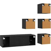 vidaXL : Ensemble de 5 meubles TV, finition bois imitation chêne, coloris noir, en matériau composite