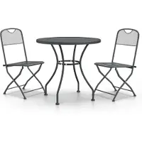 Syfax Ensemble à manger de jardin 3 pcs Maille Métal Anthracite