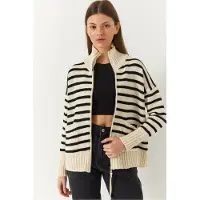 Bianco Lucci Cardigan oversize crème / noir