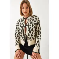 Bianco Lucci Cardigan écru / brun foncé / noir