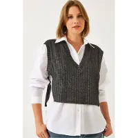 Bianco Lucci Chemisier gris foncé / blanc