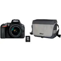 Nikon D5600 + objectif AF-P DX 18-55mm VR + carte SD 16 Go, 24,2 MP, 6000 x 4000 pixels, capteur CMOS, Full HD, écran tactile, couleur noire