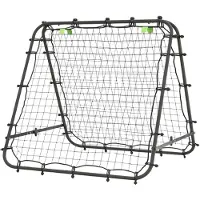 JTI Football Rebounder Kickback But Paroi de rebond Filet de rebond bilatéral Réglable en 5 étapes pour l'entraînement de football Acier Noir 100 x 95 x 90 cm