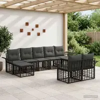Prolenta Ensemble de salon d'extérieur exclusif - 9 pièces, en polyester, noir et gris foncé
