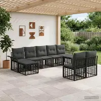 Prolenta Ensemble de salon d'extérieur exclusif - 9 pièces, en polyester, noir et gris foncé