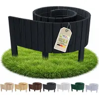 Pemicont Floranica Bordure de jardin bois 10 cm de hauteur x 200 cm, Noir – bord droit, rouleau de pin, délimitation de potager