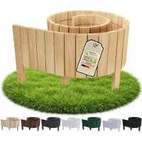 Pemicont Floranica Bordure de jardin bois 20 cm de hauteur x 200 cm, Naturel – bord droit, rouleau de pin, délimitation de potager