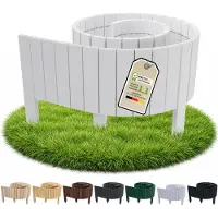 Pemicont Floranica Bordure de jardin bois 40 cm de hauteur x 200 cm, Blanc – bord droit, rouleau de pin, délimitation de potager