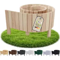 Pemicont Floranica Bordure de jardin bois 30 cm de hauteur x 200 cm, Non traité – bord droit, rouleau de pin, délimitation de potager