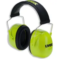 Uvex Coquille anti-bruit K4 , mousse à mémoire de forme, SNR 35 dB, EN 352-1, longueur ajustable, rembourrage bandeau tête, vert néon