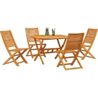 Syfax Ensemble de salle à manger pour jardin 5 pc Marron