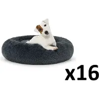 Leobert Valora Plush Bed M 60 cm Gris foncé x16 - Lot de 16 paniers gris foncé de taille moyenne pour animaux