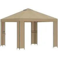 vidaXL Tente de jardin 3 x 3 m, beige, polyester et acier, 190 g/m²