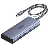 UGREEN Docking station , „CM498” conec PC USB Type-C, USB 3.2 x 2, HDMI 4Kx1 la 60Hz, USB-C x 2 PD 100W, aluminiu, gri