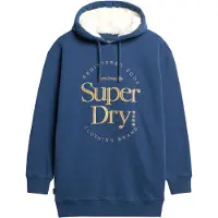 Superdry pour femme. W8011756A Robe à capuche avec logo Luxe métallique bleu (S/M), Casuel, Coton, Manche longue, Durable