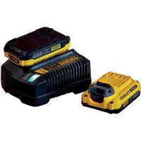 Stanley Batteries LITHIUM-ION et Chargeur, Kit 2 Batteries 18V 2AH et Chargeur 18V 2Ah - Gamme FATMAX V20 SFMCB12D2-QW