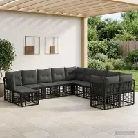 Prolenta Ensemble de mobilier d'extérieur exclusif - 11 pièces, en polyester, noir et gris foncé