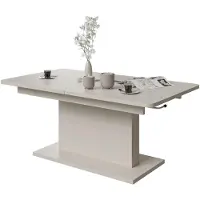 Feldmann-Wohnen Table basse 2 en 1 Busetti, dimensions 126-167 x 70 x 56-74 cm. Table haute réglable en hauteur et extensible. Couleur au choix. Finition : cachemire