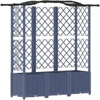 vidaXL Jardinière surélevée avec treillis et toit, gris, 163 x 40 x 138 cm, PP