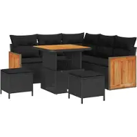 vidaXL Ensemble de canapés de jardin, 8 pièces, 8 places, couleur noire