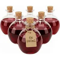 Relaxdays Lot de 6 flacons en verre, Bocal de conservation, Marron, Transparent