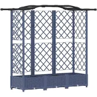 vidaXL Jardinière surélevée avec treillis et toit, gris, 163 x 40 x 123 cm, PP