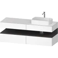 Duravit Collection One Meuble sous-vasque sur console, 2 tiroirs, découpe à droite, 1600x550x600mm, niche graphite mat, QA4778049180010