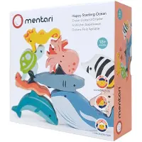Mentari jeu d'empilage en bois océan - Jouet éducatif animaux marins enfants