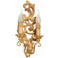 Casa Padrino : applique murale double de style baroque de luxe, dorée, H. 39 cm - Fabriquée en Italie