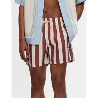 Selected Shorts de bain marron / blanc