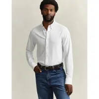 Gant pour homme. 3250271 Chemise Regular Fit en maille piqué élastique blanche (XL), Casuel, Coton, Manche longue
