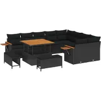 vidaXL Ensemble de canapés de jardin, 12 pièces, couleur noire