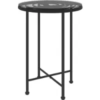 vidaXL Table de salle à manger noire Ø55 cm verre trempé et acier