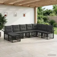 Prolenta Ensemble de salon d'extérieur exclusif - 8 pièces, en polyester, noir et gris foncé