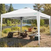 Quictent Pavillon 3x3m Pavillon pliant imperméable Stable Résistant à l'hiver, système de clic pop-up, protection UV 50+, tente de jardin, tente de fête, chapiteau gris-blanc