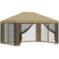 vidaXL Kiosque de jardin avec parois latérales, 4 x 3 m, beige