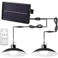 Rosikey Lampe solaire d'extérieur, suspension solaire avec télécommande, lampe suspendue LED d'extérieur pour jardin avec 2 ampoules, couleur de lumière : blanc