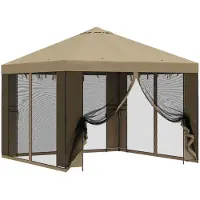 vidaXL Kiosque de jardin avec parois latérales, 3 x 3 m, beige