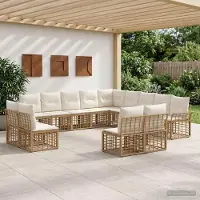 Prolenta Maison Exclusive - Ensemble de salon d'extérieur composé de 13 pièces. Tissu polyester naturel et de couleur crème