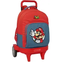 Safta Sac à Dos à Roulettes Compact Evolutive Extraible Super Mario 33l 33x22x45 Cm
