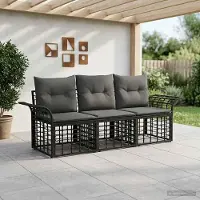Prolenta Ensemble de salon de jardin exclusif - 3 pièces, noir et gris foncé, en polyester