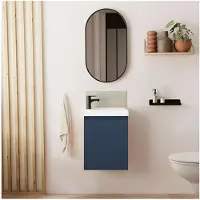 MOB-IN Meuble lave-mains LISA + robinet noir + miroir ovale