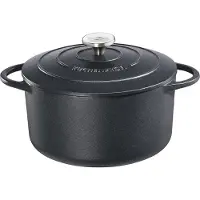 Küchenprofi Cocotte en fonte émaillée, noire, Poêle + casserole, Noir