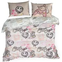 Eurofirany Design91 Parure de lit Coton KID 17 160x200 cm SET 3 PIÈCES : avec 2 taies d'oreiller 70x80 cm
