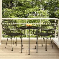 Prolenta Maison Exclusive - Ensemble de salle à manger de jardin 3 pièces en rotin synthétique noir