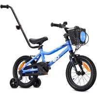 Sun baby Vélo pour enfants LOOFI 14 pouces, vélo léger en aluminium de 6,6 kg pour les enfants à partir de 3 ans, avec roues d'appoint, panier et sonnette, pour garçons et filles