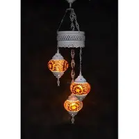 Halay Lampe de Pâques avec 3 boules en mosaïque orange-brun, env. 80 cm, un lustre élégant qui s'intègre à tous les intérieurs