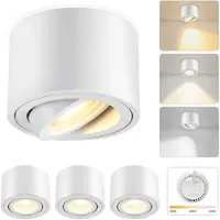 ZMH Spot LED à encastrer, lot de 4, dimmable, 4 W, Ø 80 x 50 mm, extra-plat, orientable à 30°, 3CCT, luminaire à encastrer, 3000 K/4000 K/6500 K, plafonnier rond blanc