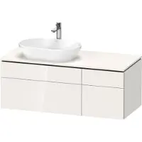 Duravit L-Cube Meuble sous-lavabo en console suspendu, avec plan de toilette en console, 4 tiroirs, vasque à gauche, 1220x482x550mm, LC4876085850000